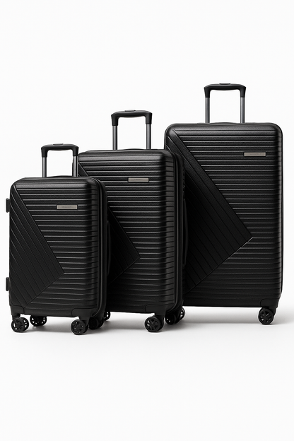3-Piece Black Suitcase Travel Sets 20"+24"+28"