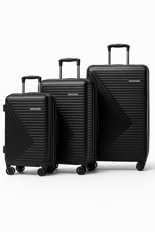 3-Piece Black Suitcase Travel Sets 20"+24"+28"
