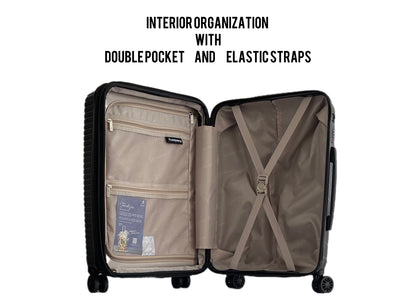 3-Piece Black Suitcase Travel Sets 20"+24"+28"