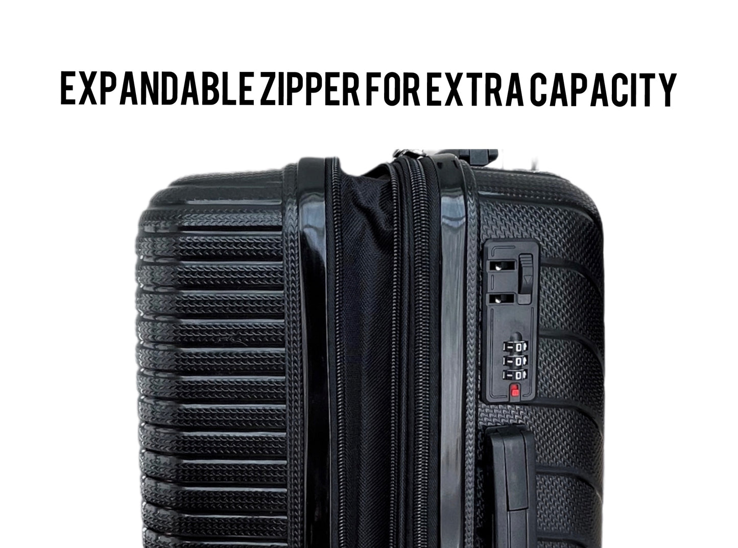 3-Piece Black Suitcase Travel Sets 20"+24"+28"